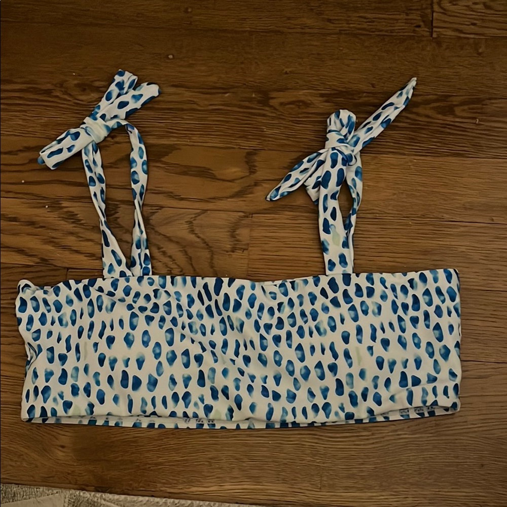 Blue and White Patterned Bathing Suit Top